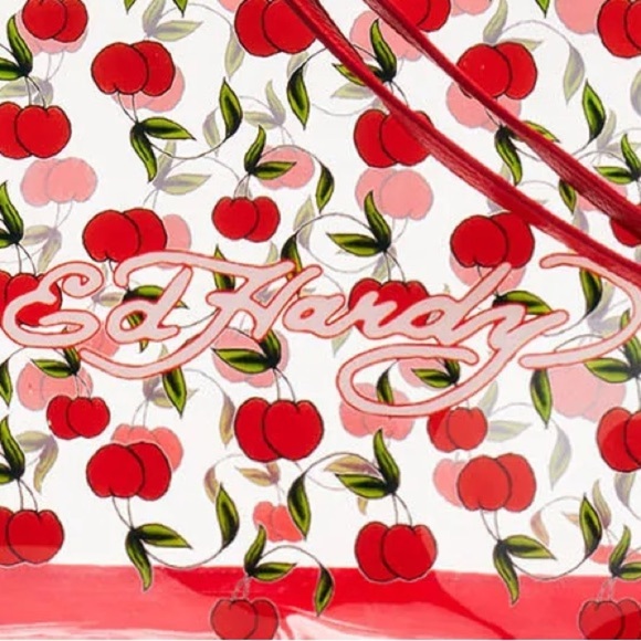 Ed Hardy Red Cherries Clear PVD Tote Bag | Red | NEW/NWT!!!🍒🍒🍒 - Picture 4 of 8